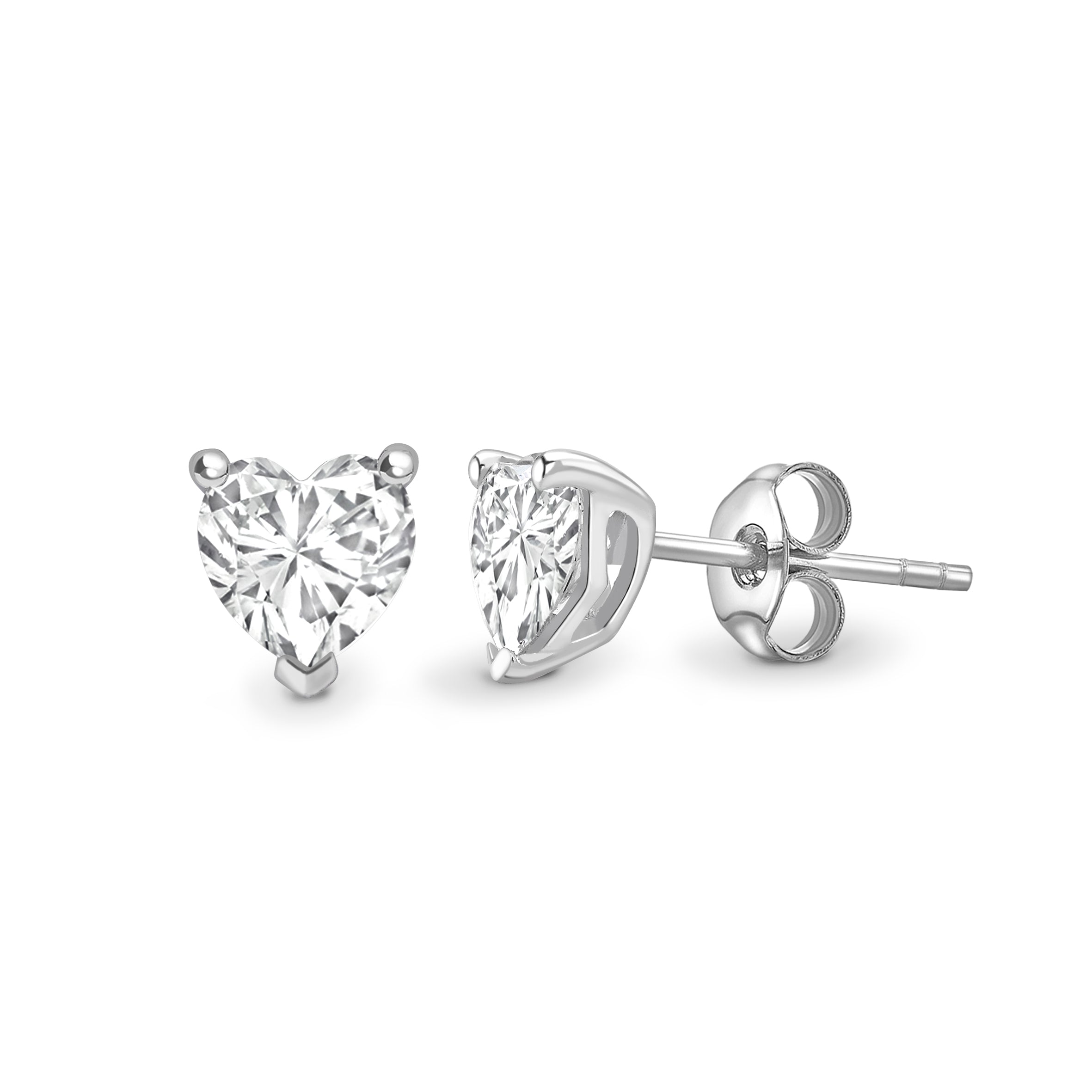 Lab Grown Heart Diamond Solitaire Earring Studs in Canada