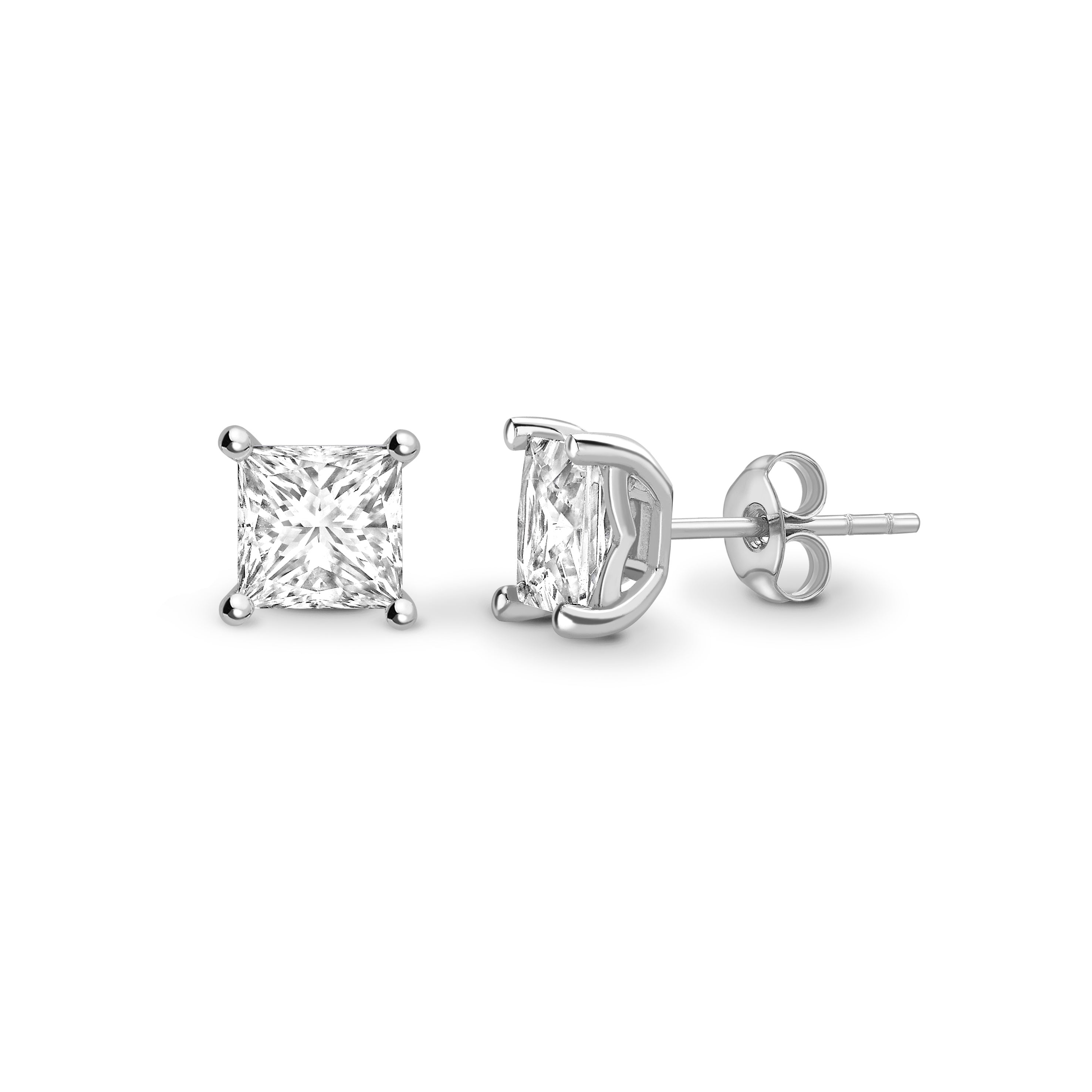 Lab Grown Princess Diamond Earring Studs in Canada