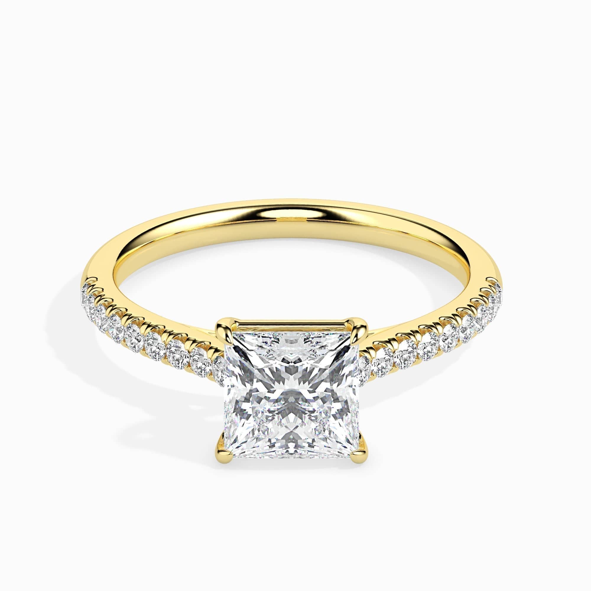 2ct Princess Lab Diamond Hermit Solitaire Ring