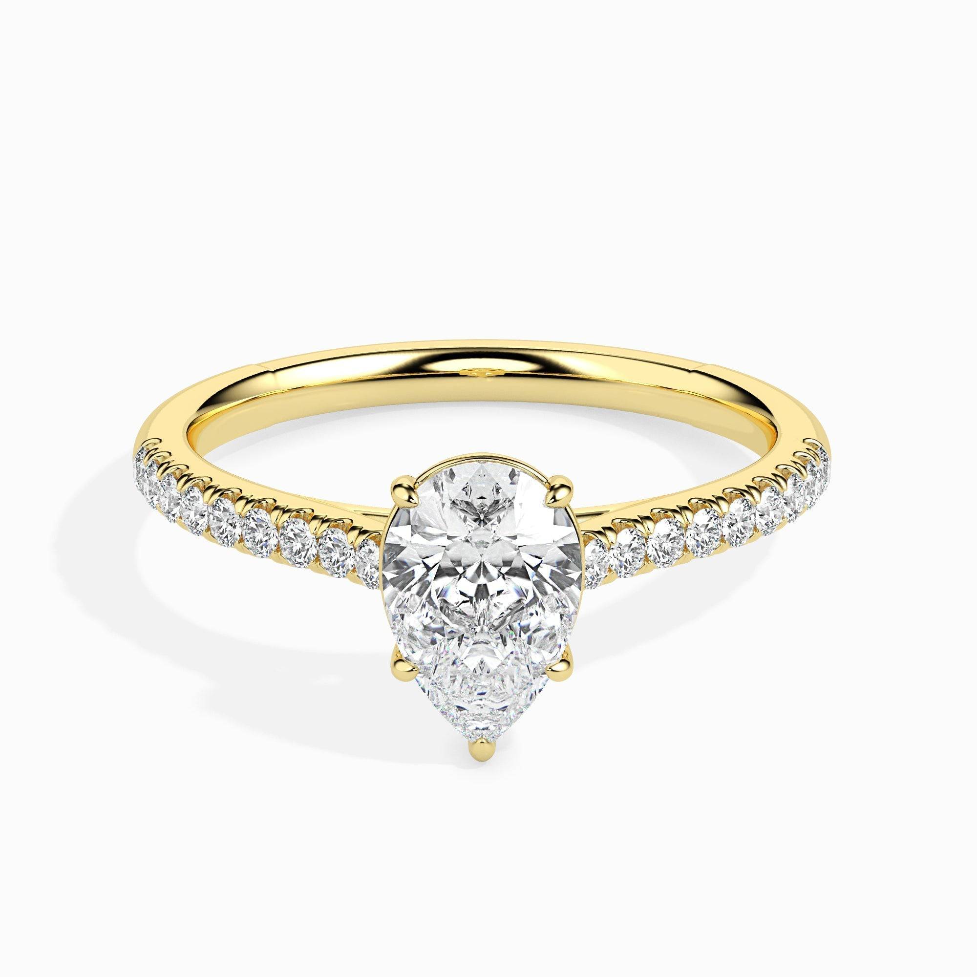 50 Pointer Pear Lab Diamond Mark Solitaire Ring