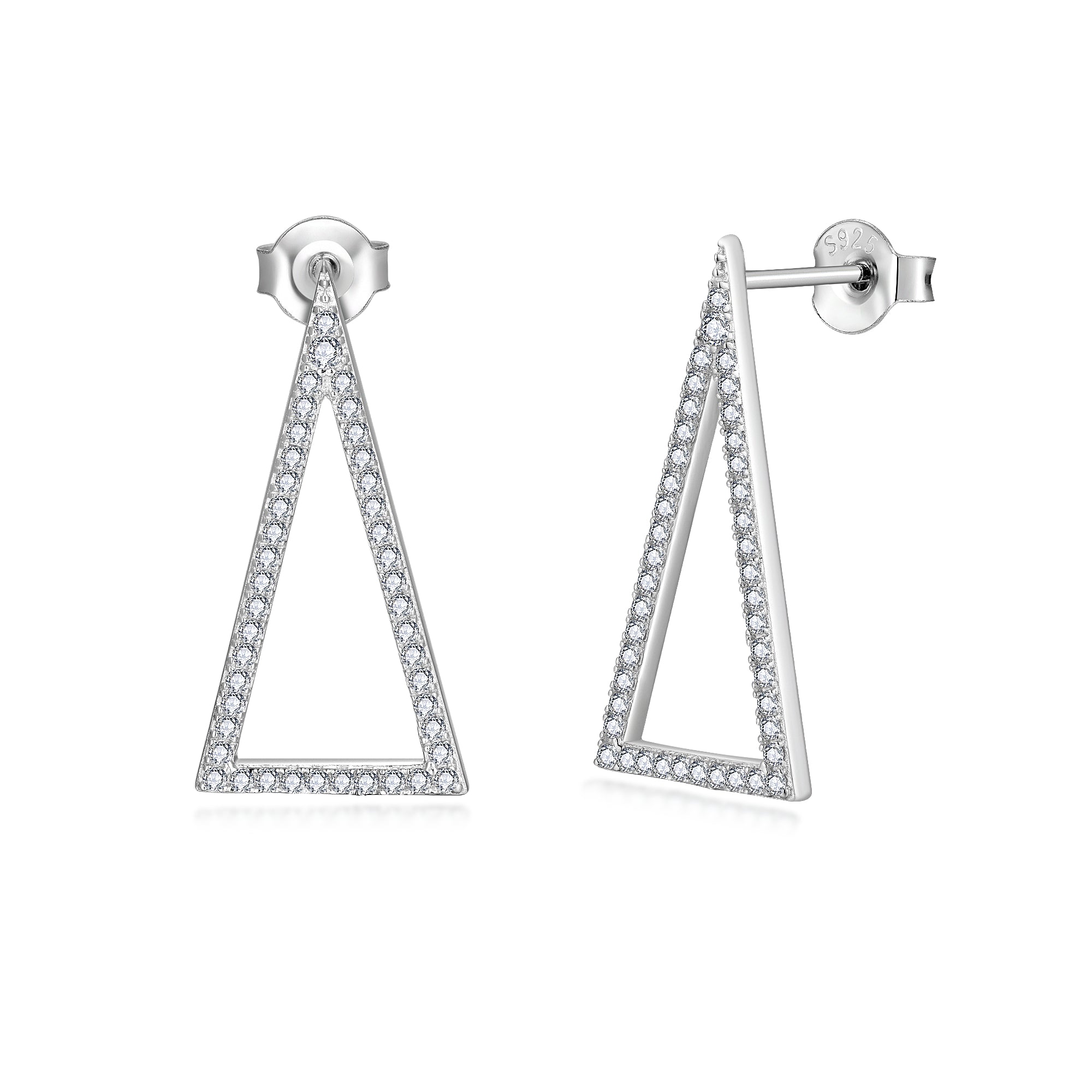 IE0196 MOISSANITE TRIANGLE HOOP EARRINGS IN STERLING SILVER