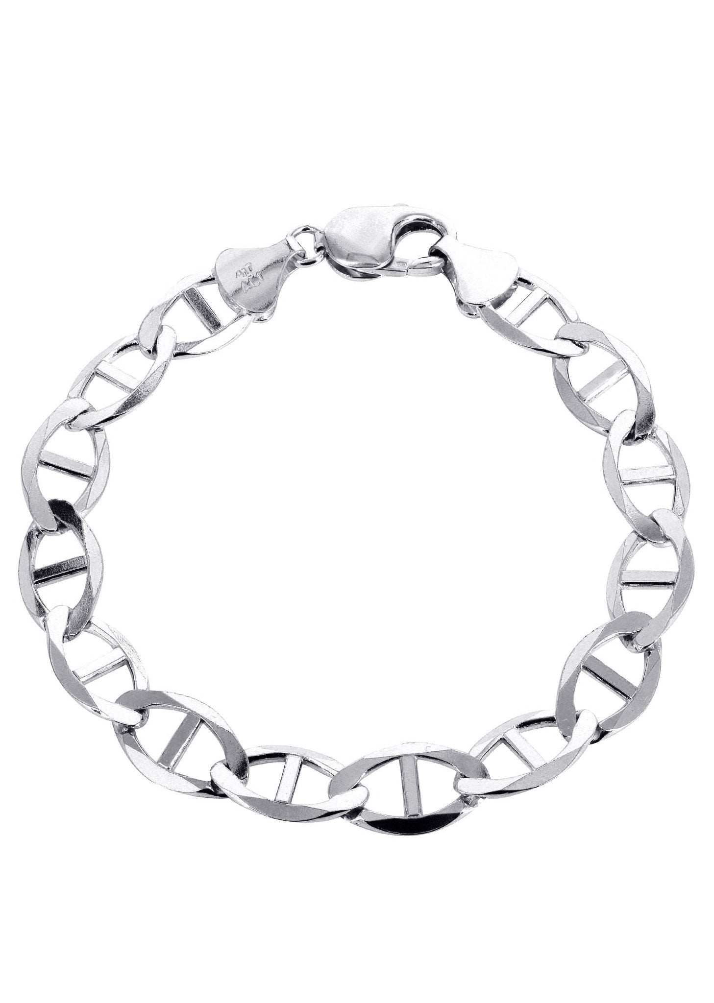 Solid Mens Mariner Bracelet 10K White Gold in Canada