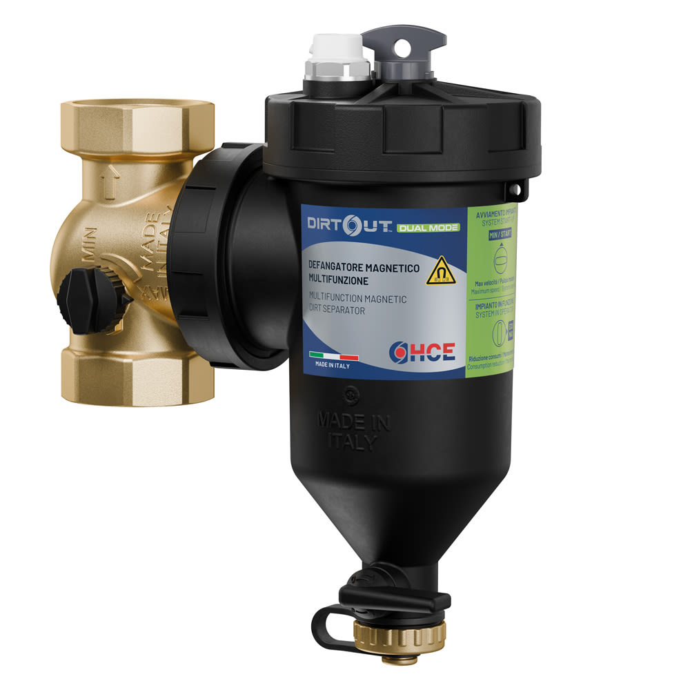 DirtOUT Dual Mode - DF120 | Desfangador magnético multifuncional para ahorro energético de polímero con desviador de latón y uniones ff (mod. df120)