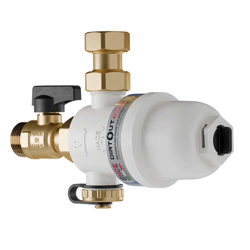 DirtOUT COMPACT - White | Desfangador magnético bajo caldera imanes extraíbles con superficie aumentada, filtración de alta eficiencia (blanco)