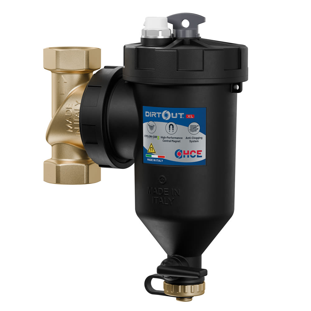 DirtOUT XL - DF110 | Pot à boue magnétique multifonction pour chaudières et pompes à chaleur le seul filtre qui ne s’obstrue jamais ! (mod. df110)