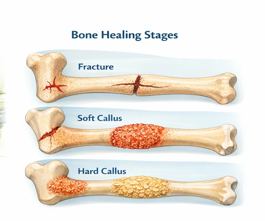 Stages of bone fracture healing