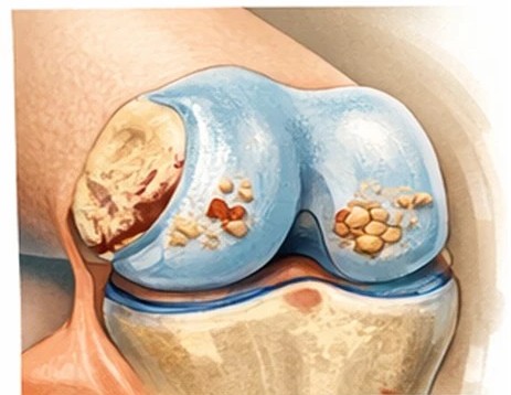 Articular cartilage damage inside a joint