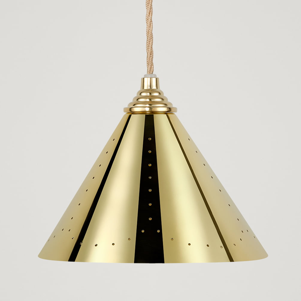 VESPER Conical Pendant Light - Unlacquered Brass