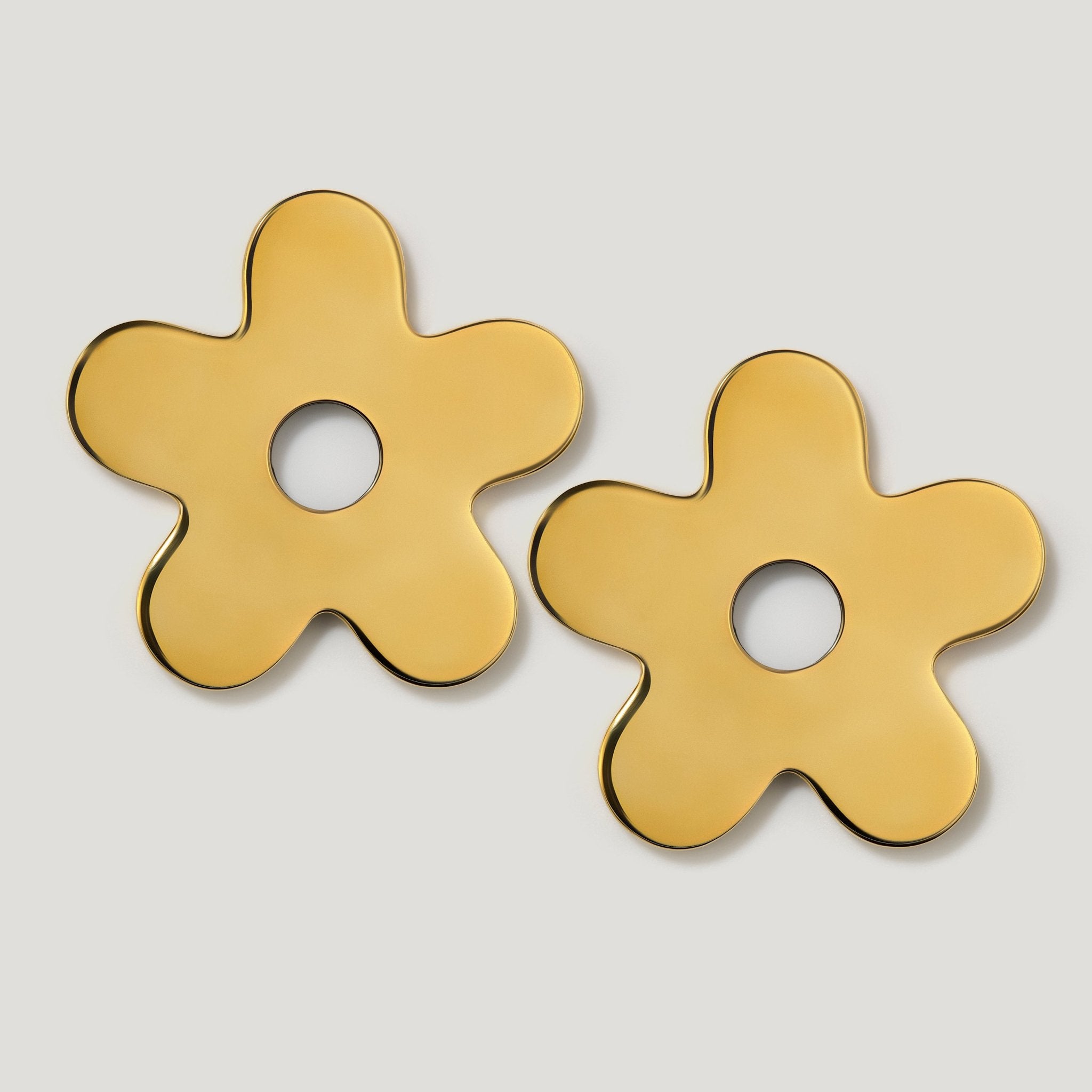 ADA Pair of Small Flower Handle Backplates - Unlacquered Brass