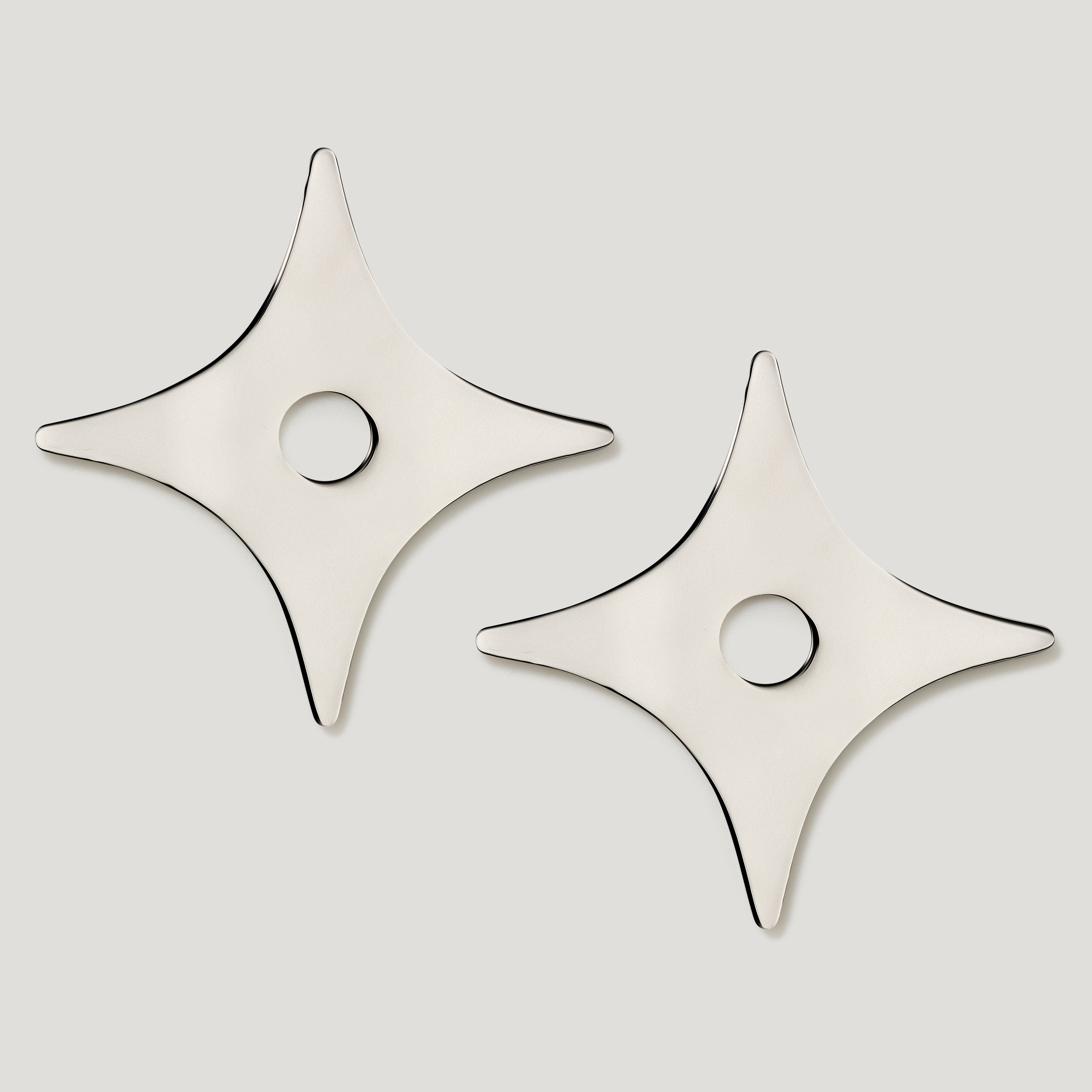 ADA Pair of Small Star Handle Backplates - Polished Nickel