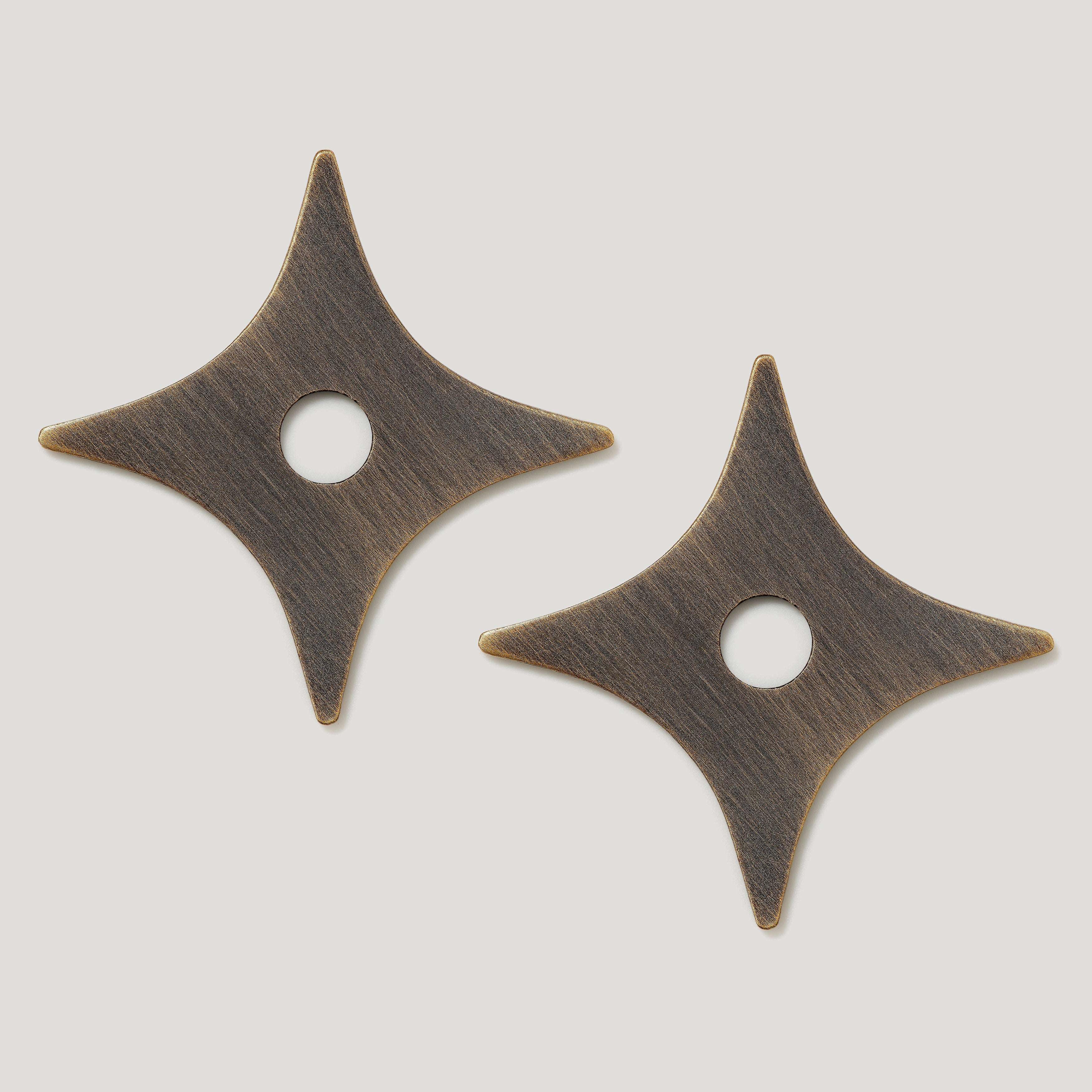 ADA Pair of Small Star Handle Backplates - Antique Brass