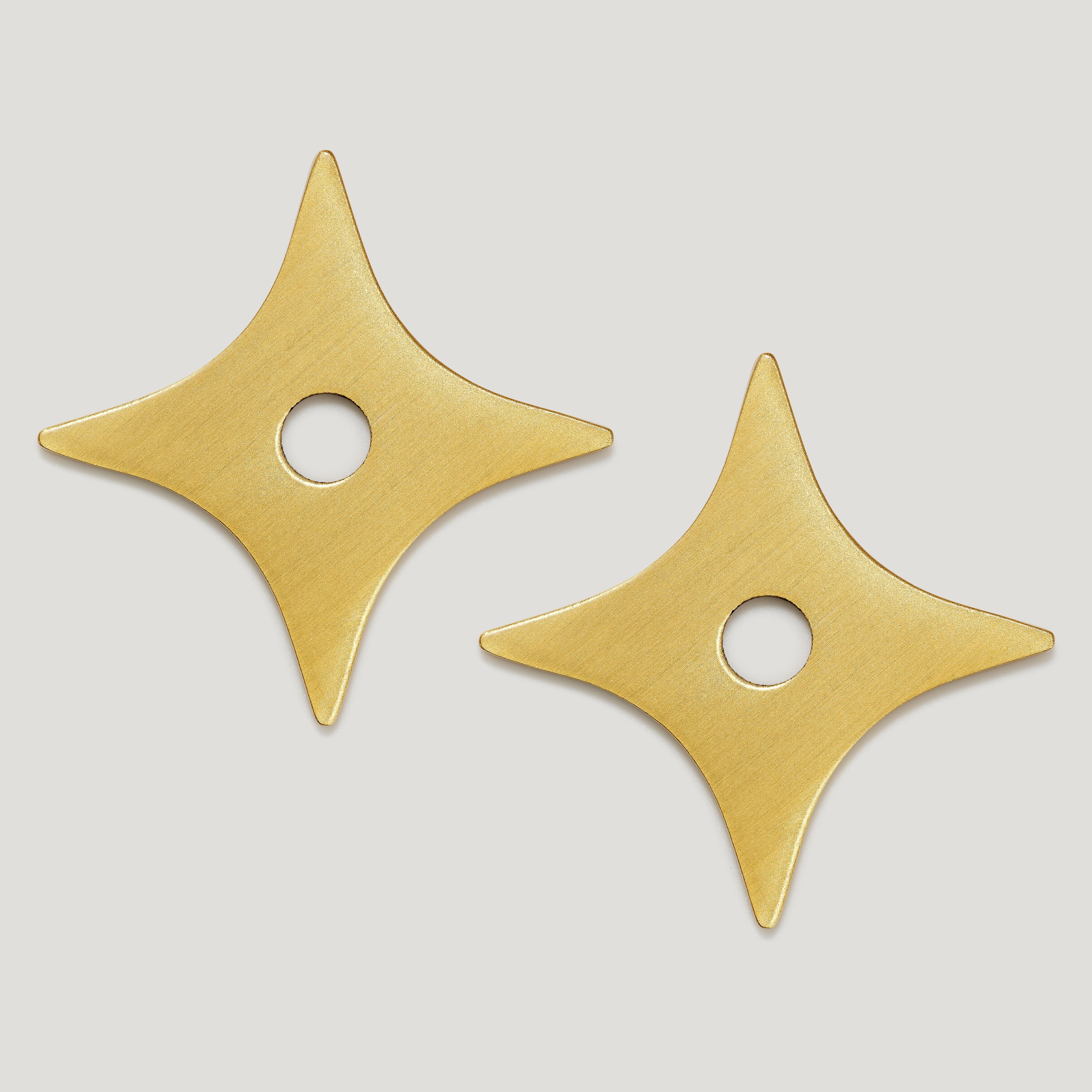ADA Pair of Small Star Handle Backplates - Satin Brass