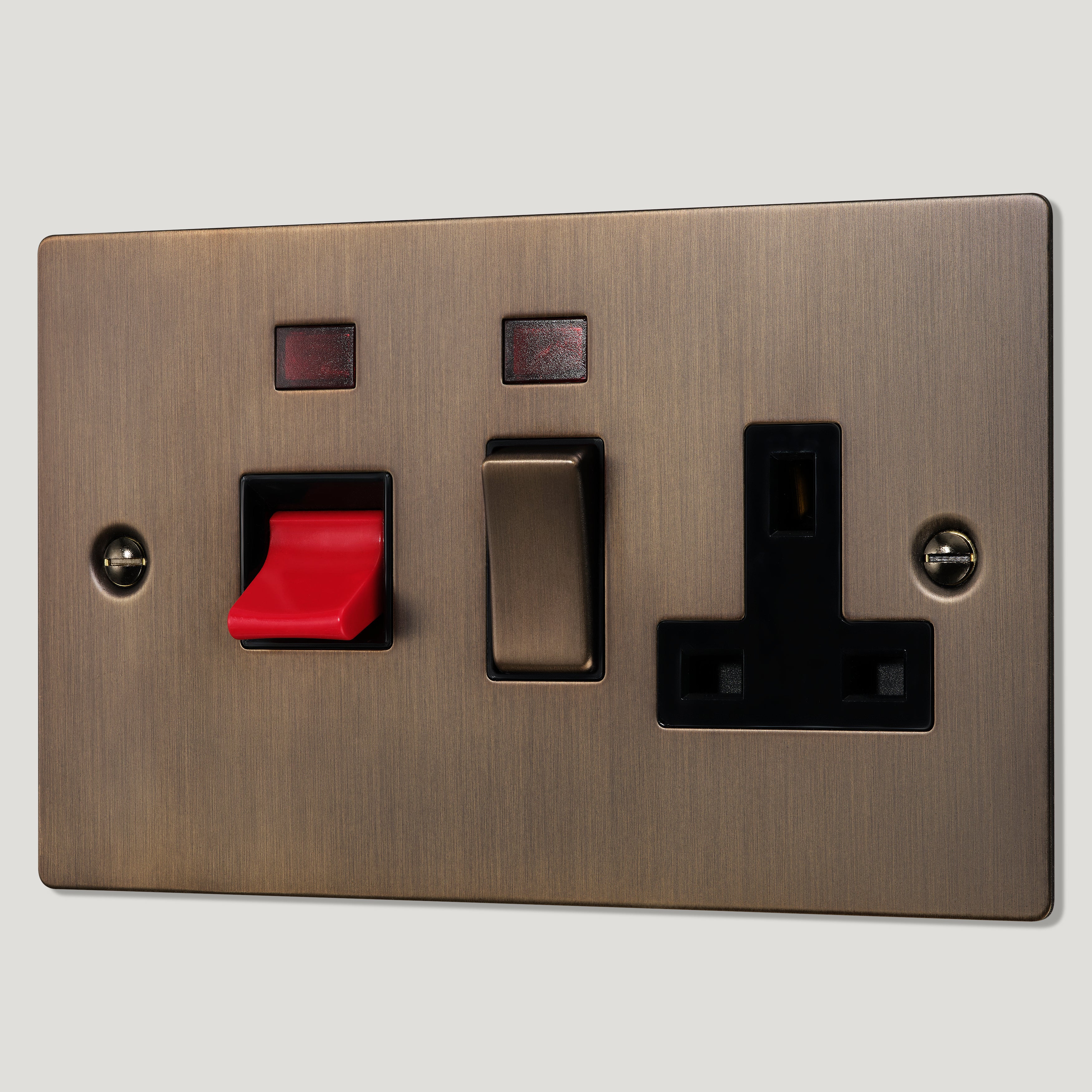 SYLVIE 45A Cooker Switch with 13A Switched Socket - Antique Brass