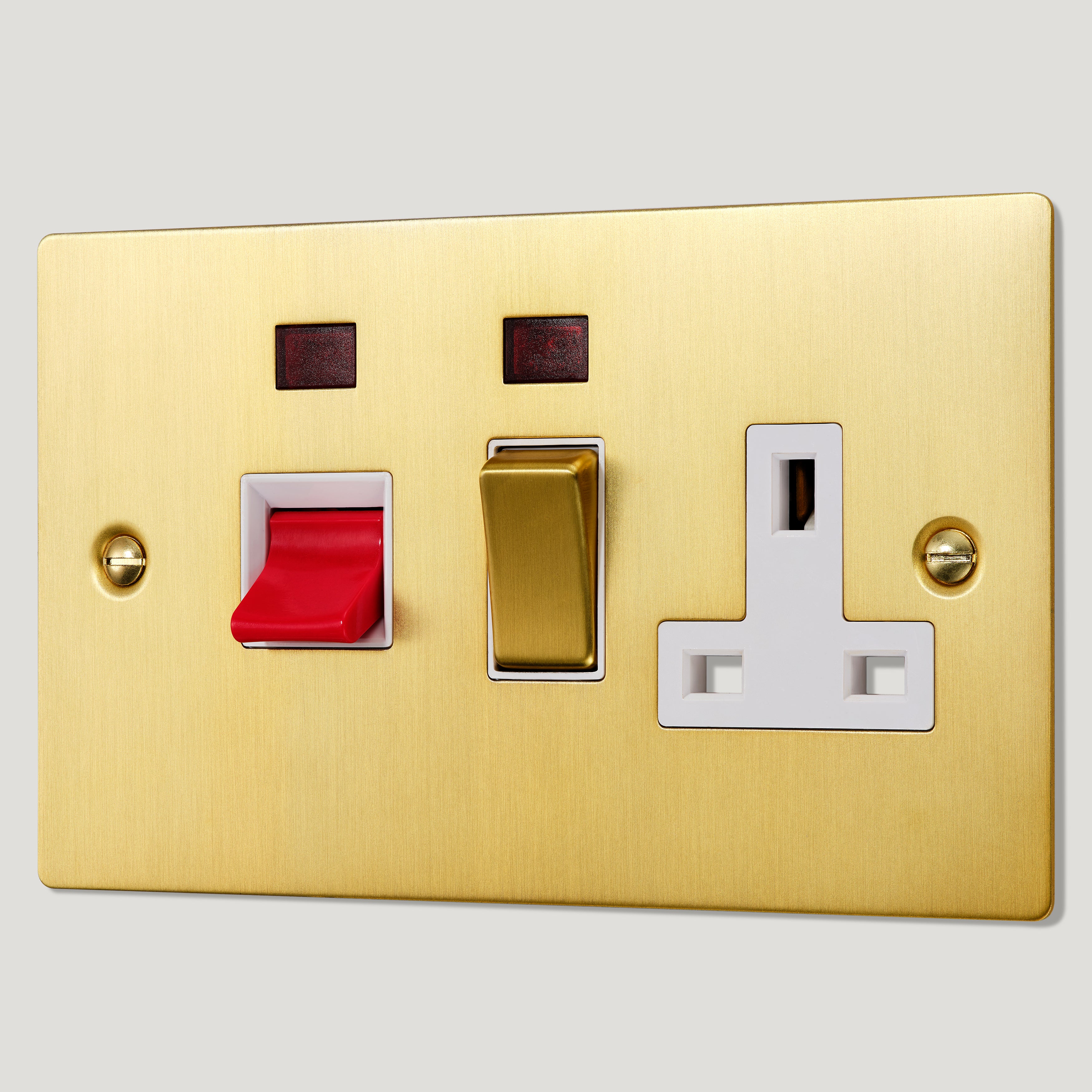 SYLVIE 45A Cooker Switch with 13A Switched Socket - Brass