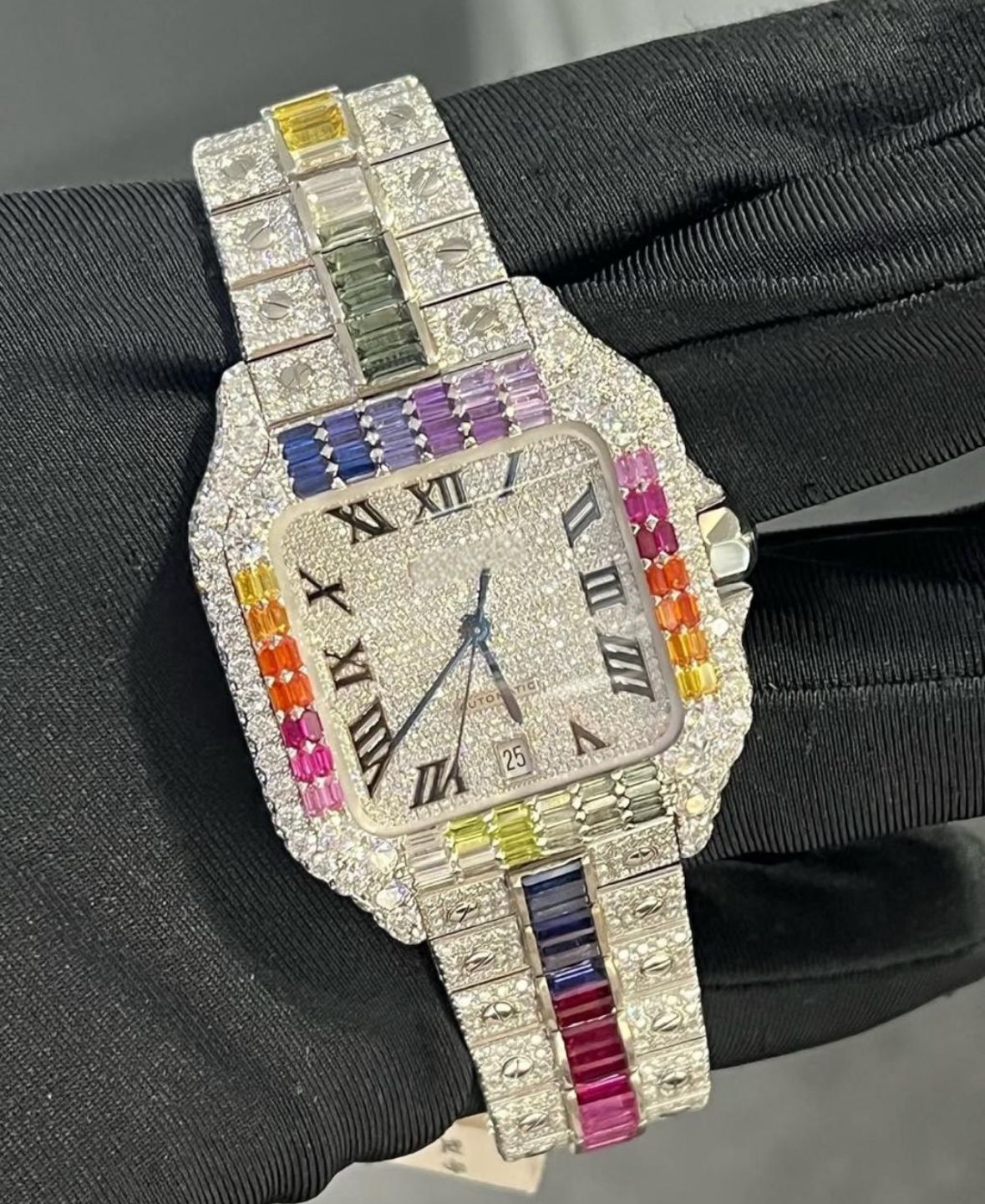 Rainbow Diamond Luxury Watch Crafted For Global Elegance.