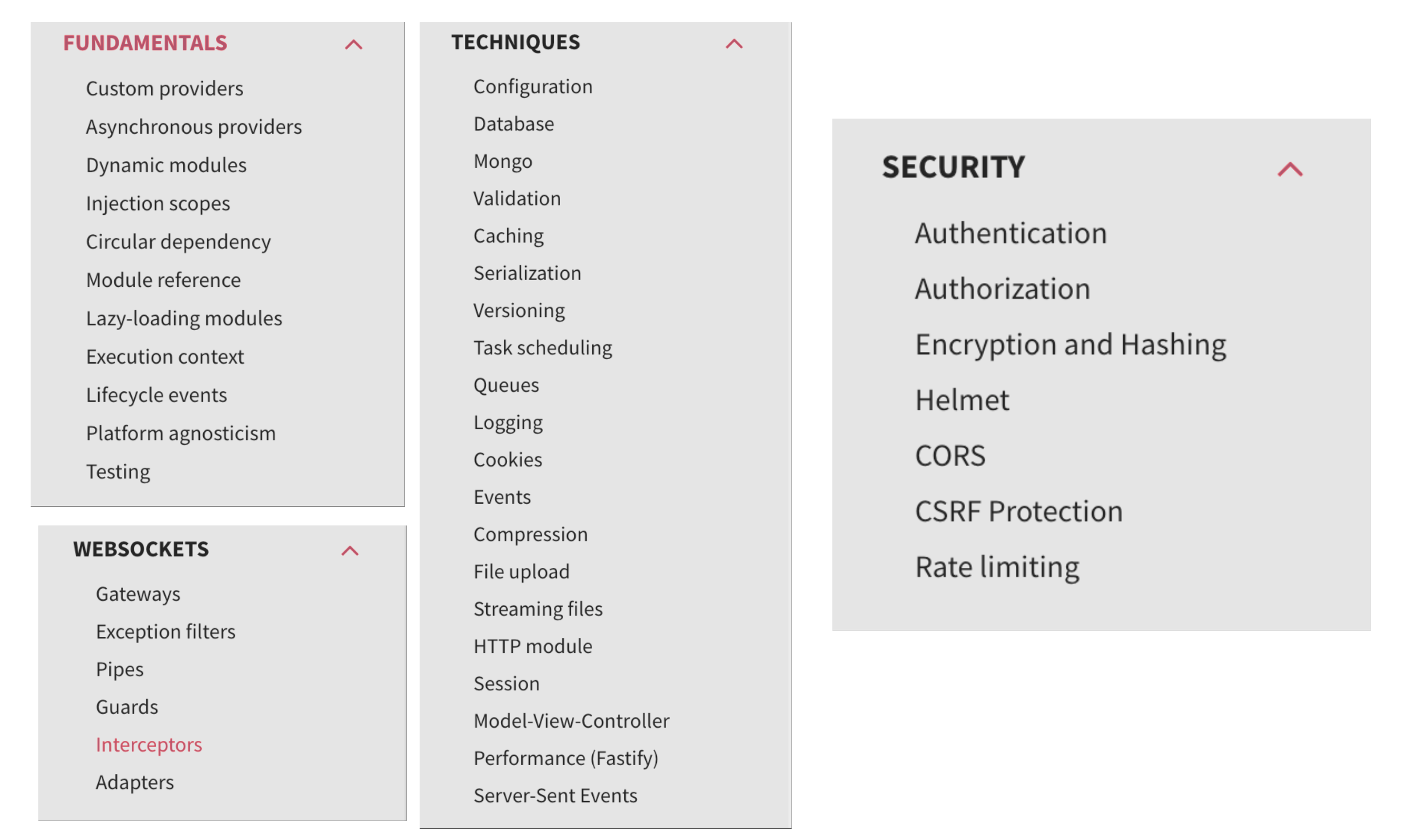 NestJS asosi, Texnikalar, Security