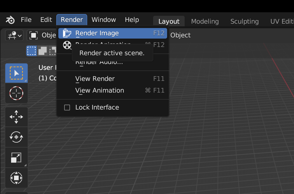 Blender Redner menusi