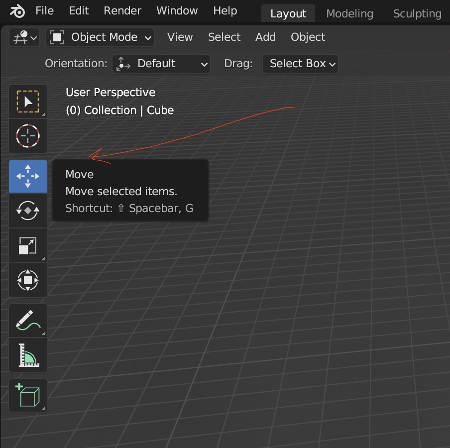 Blender Move tugmasi