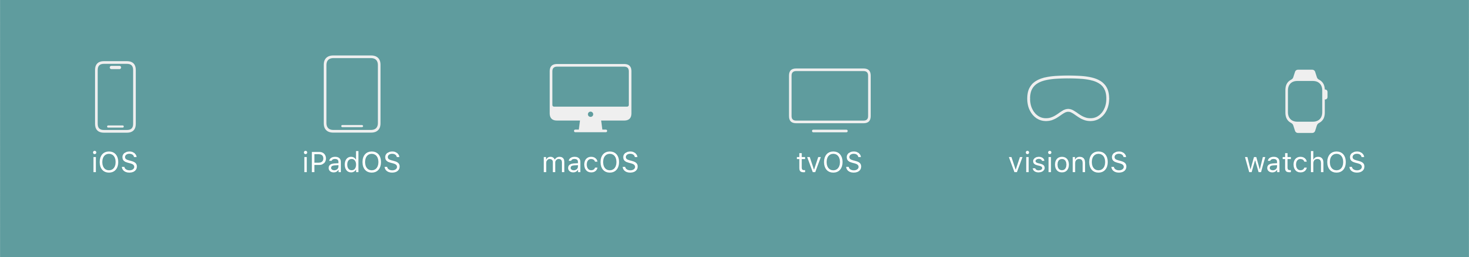  iOS, iPadOS, macOS, tvOS, visionOS, watchOS