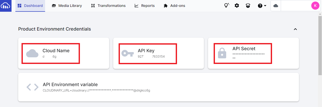 cloudinary credentials