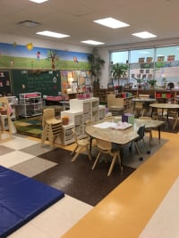 Classroom with a playmat, angle 1
