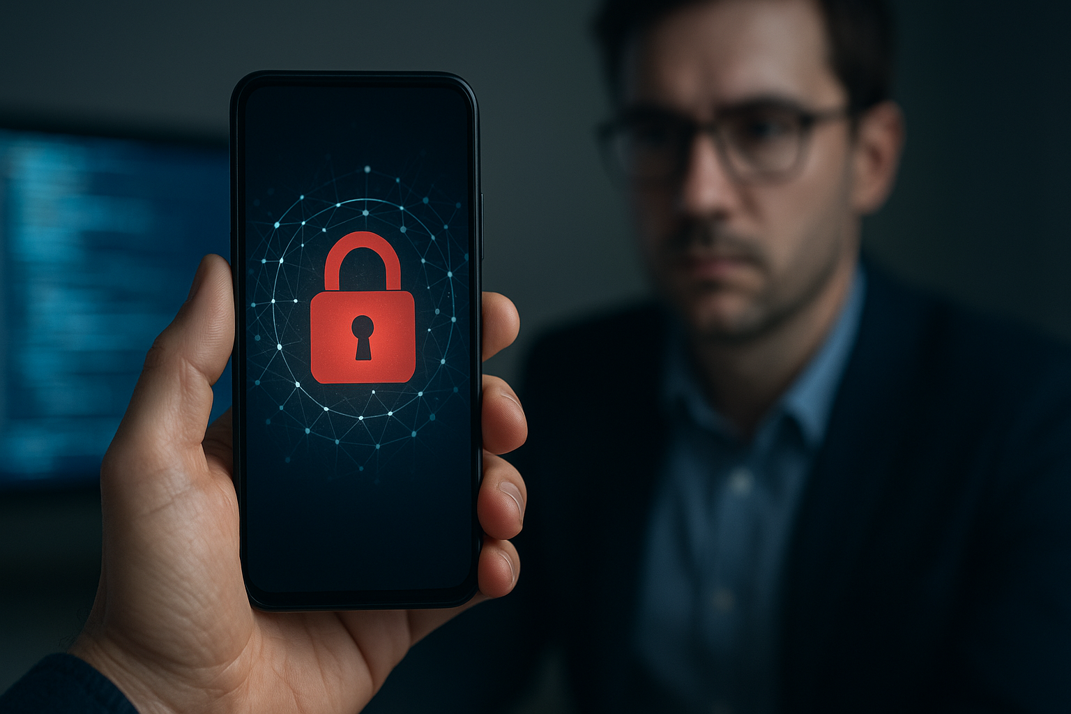 AI identity fraud concept with digital face recognition