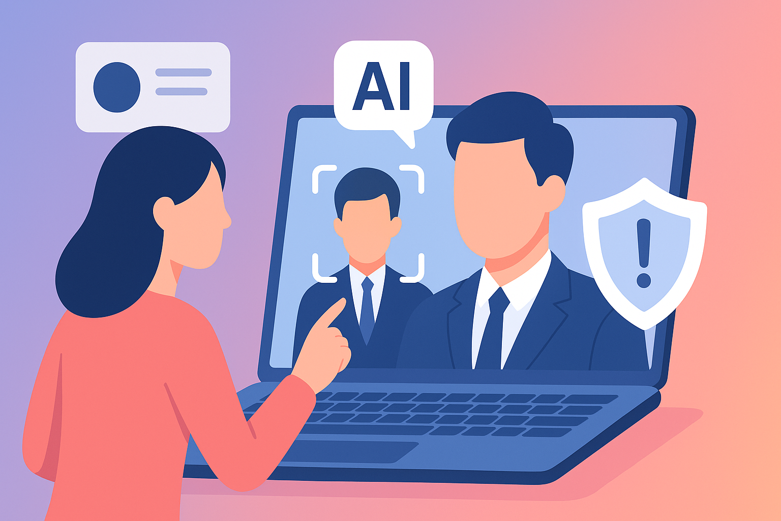 AI-generated deepfake video illustration showing digital impersonation