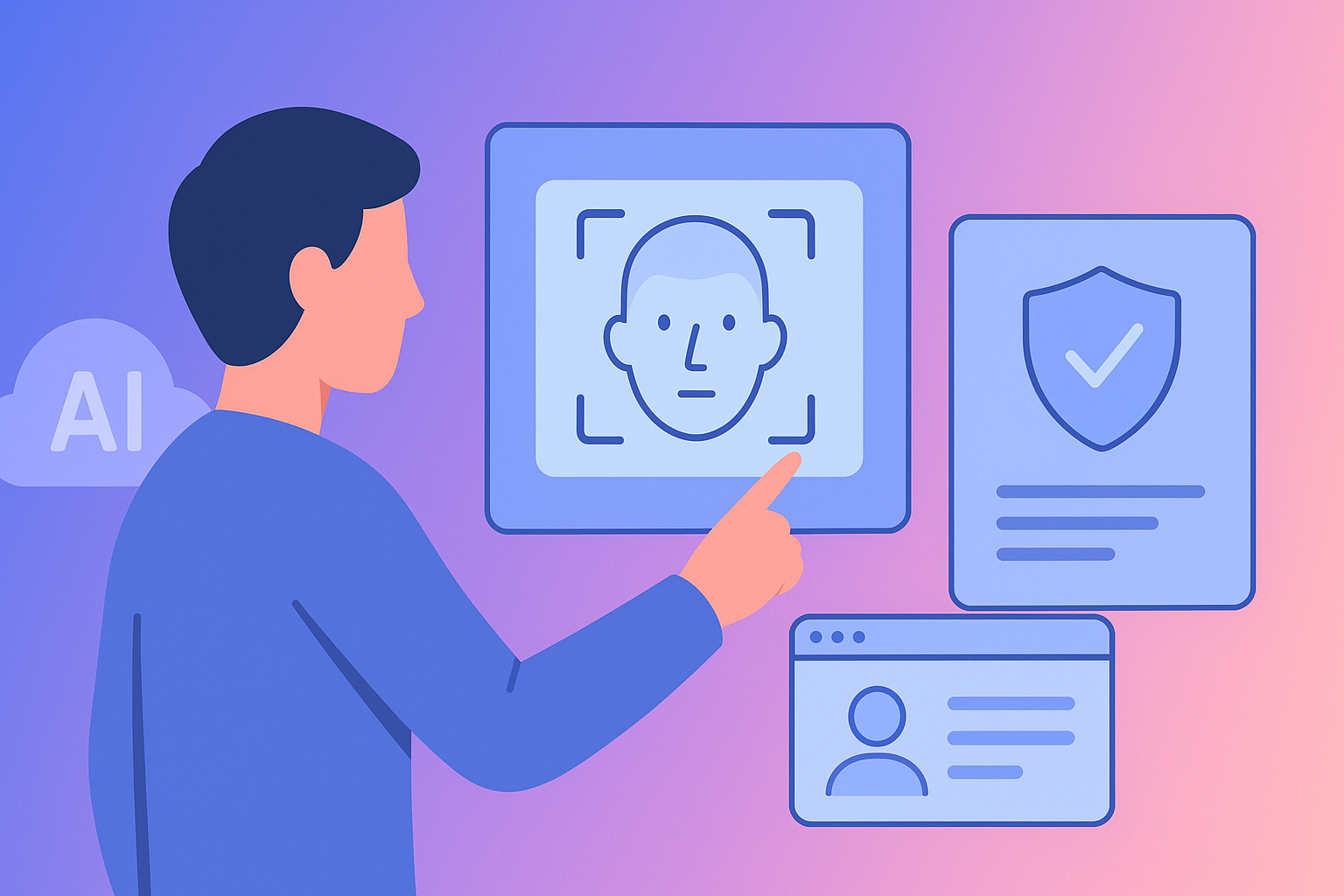 Digital identity verification concept with biometric scan