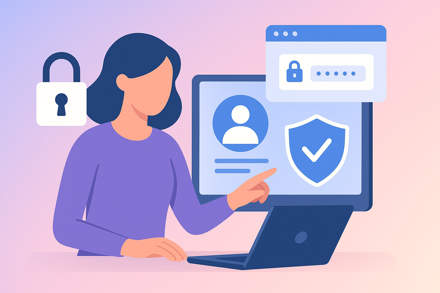 Digital identity verification concept showing online security
