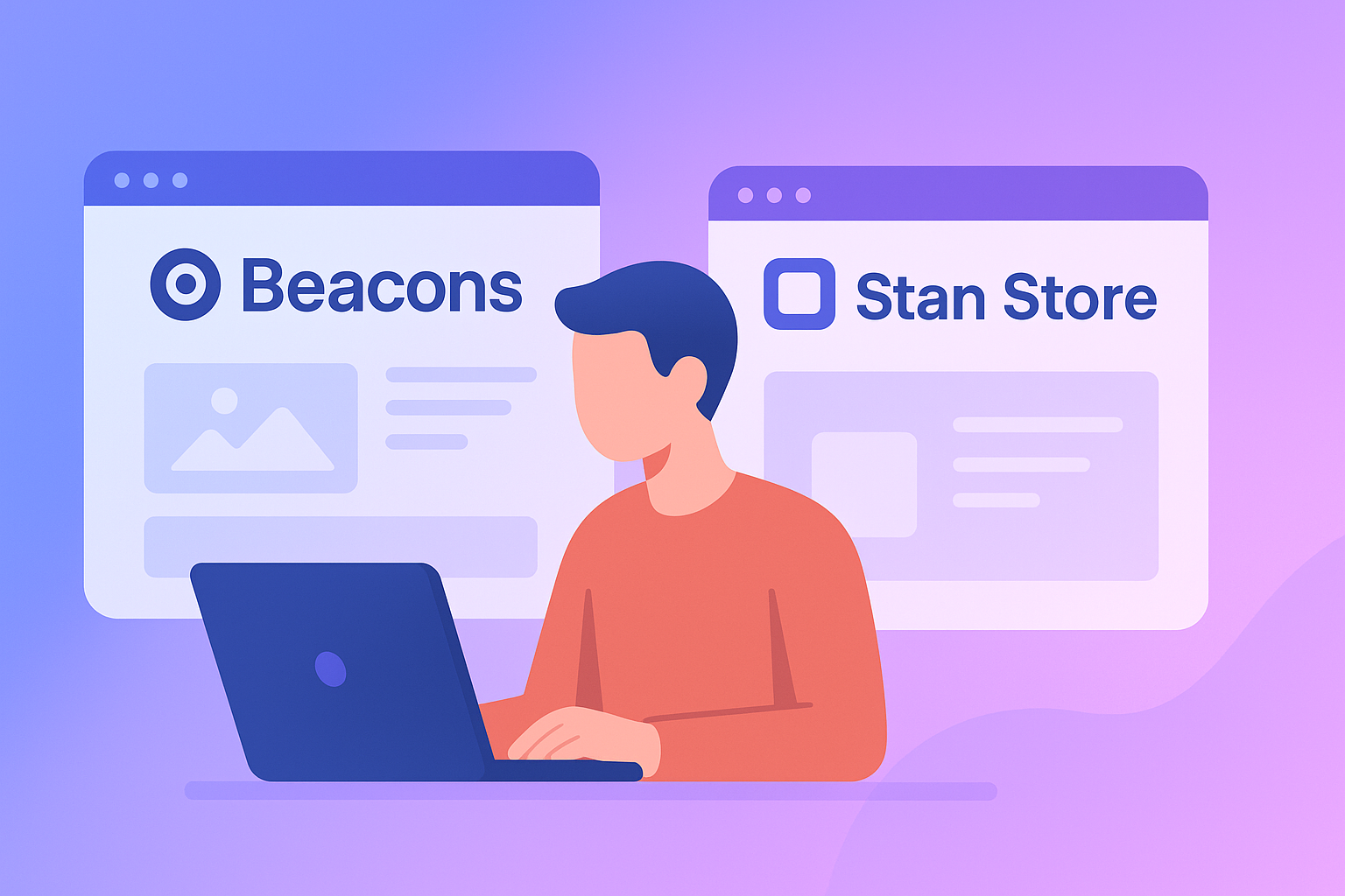 Creator choosing between Beacons and Stan Store platforms