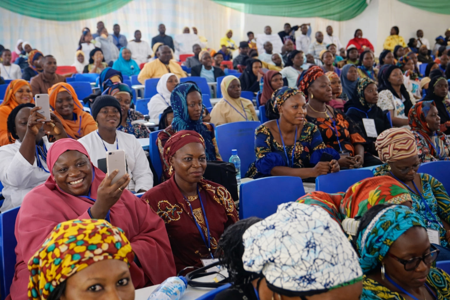 Vibrant gathering of women in traditional dress