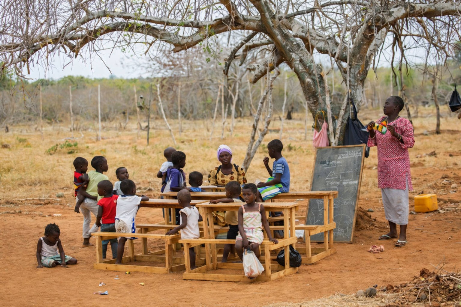 Children learning in a rural setting