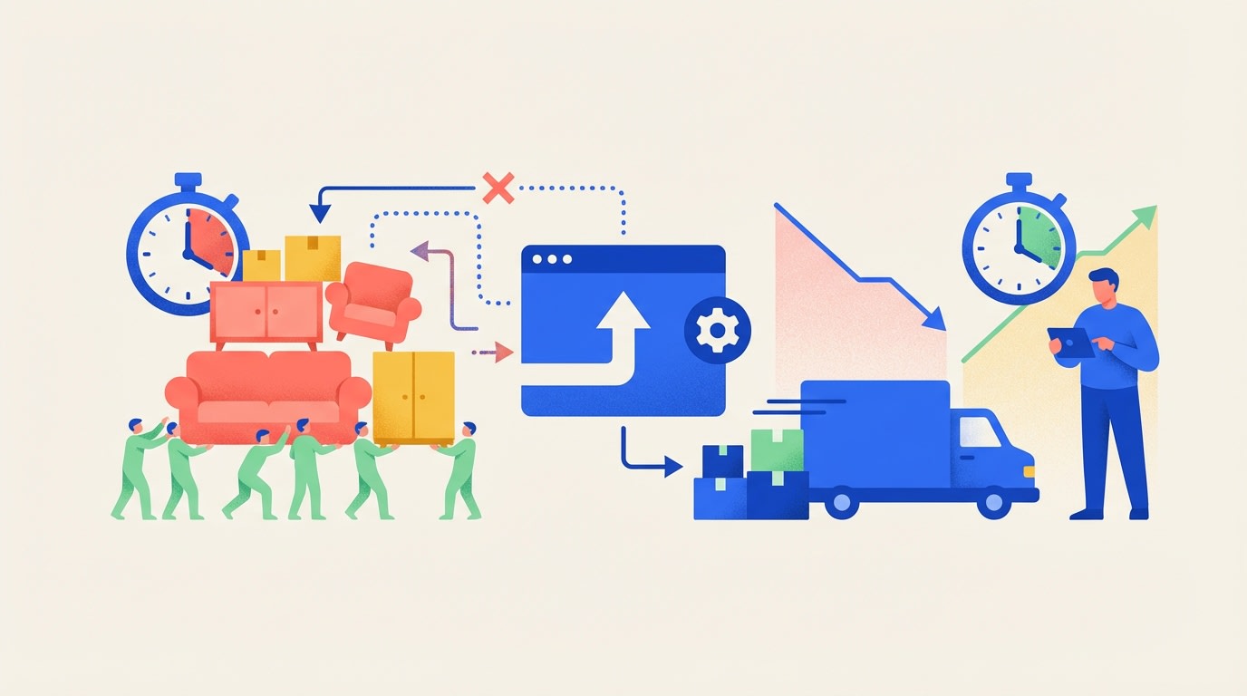 가구 물류 배차: 루티로 인력 83%, 5시간 단축 비결