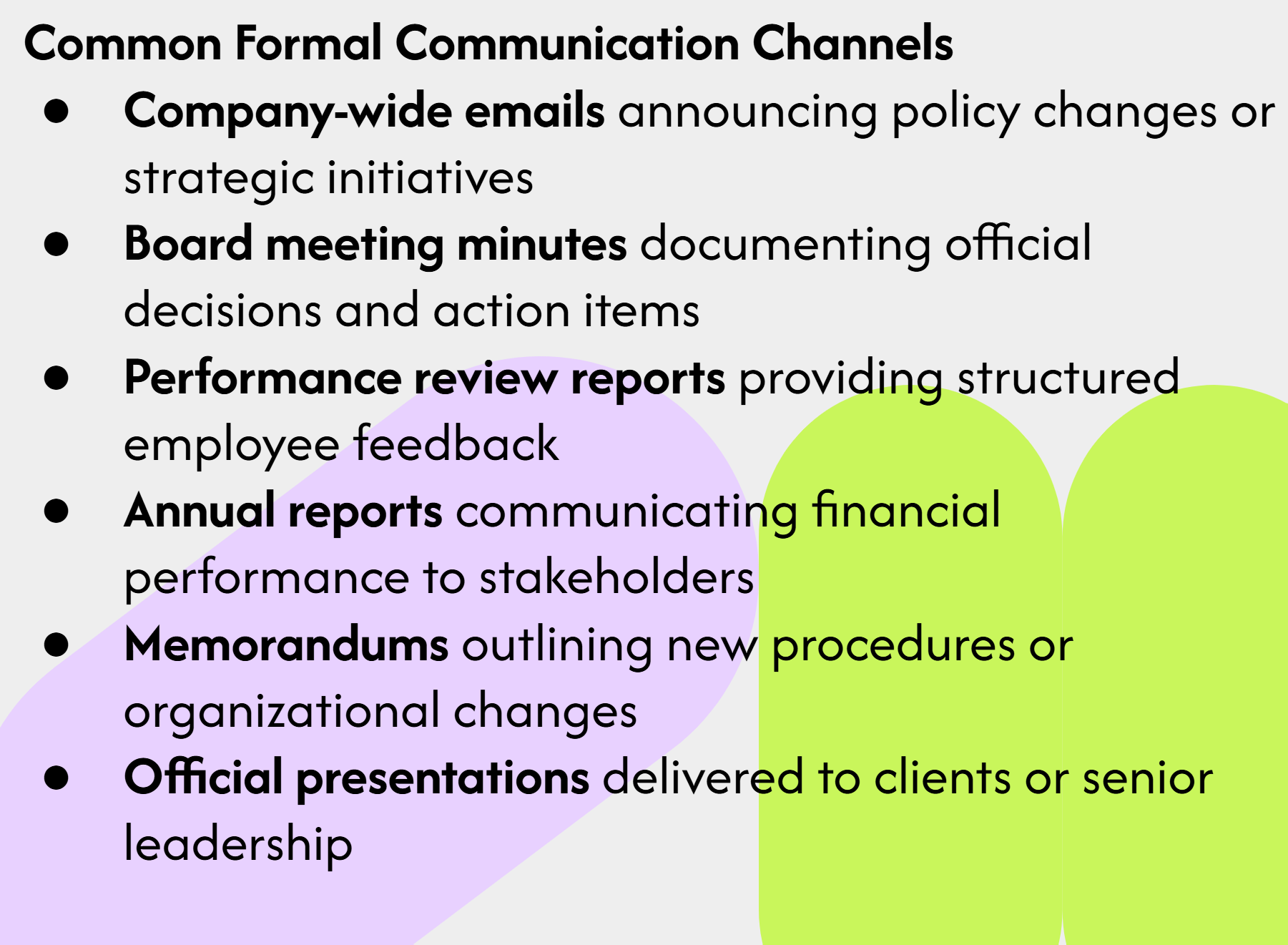 Common Formal Communication Channels