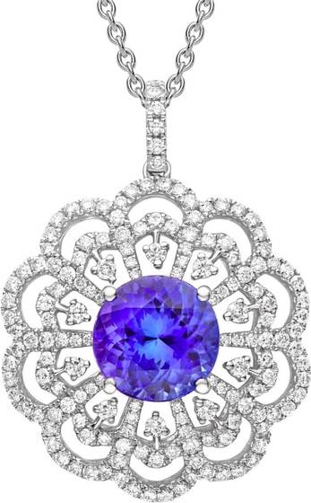 Tanzanite 4 72ct And Diamond Flower Pendant Hettich Jewellers Jersey - Diamond Flower Pendant