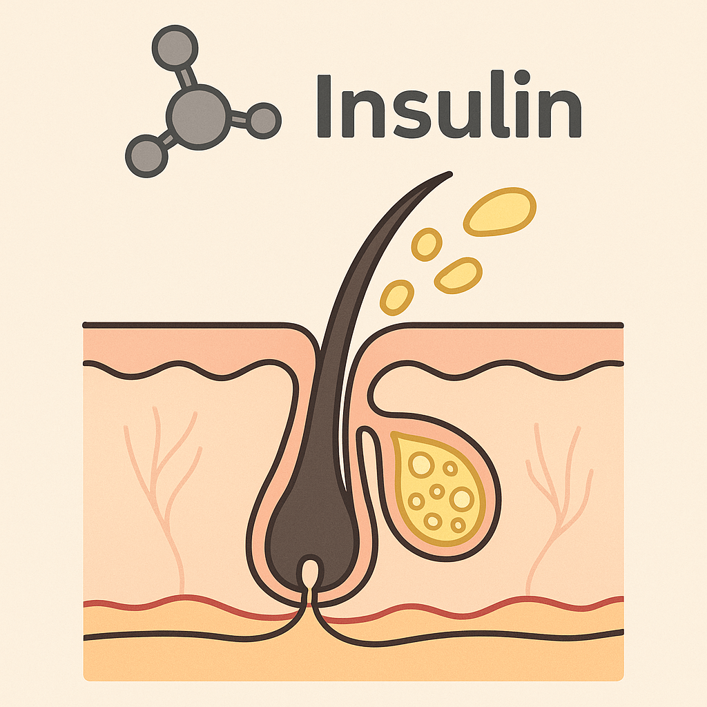 Da tiết bã nhờn khi insulin tăng	