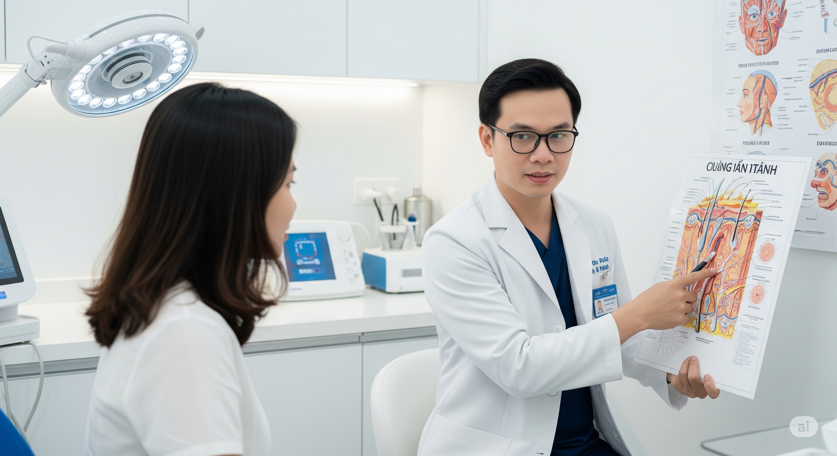 tu-van-da-lieu-chuyen-nghiep-anh-my-clinic_cvzz7p.png Bác sĩ da liễu đang tư vấn phác đồ chăm sóc da mụn và nám cho bệnh nhân.