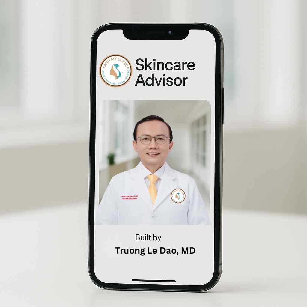 The interface of the scientific skincare app developed by Dr. Truong Le Dao.