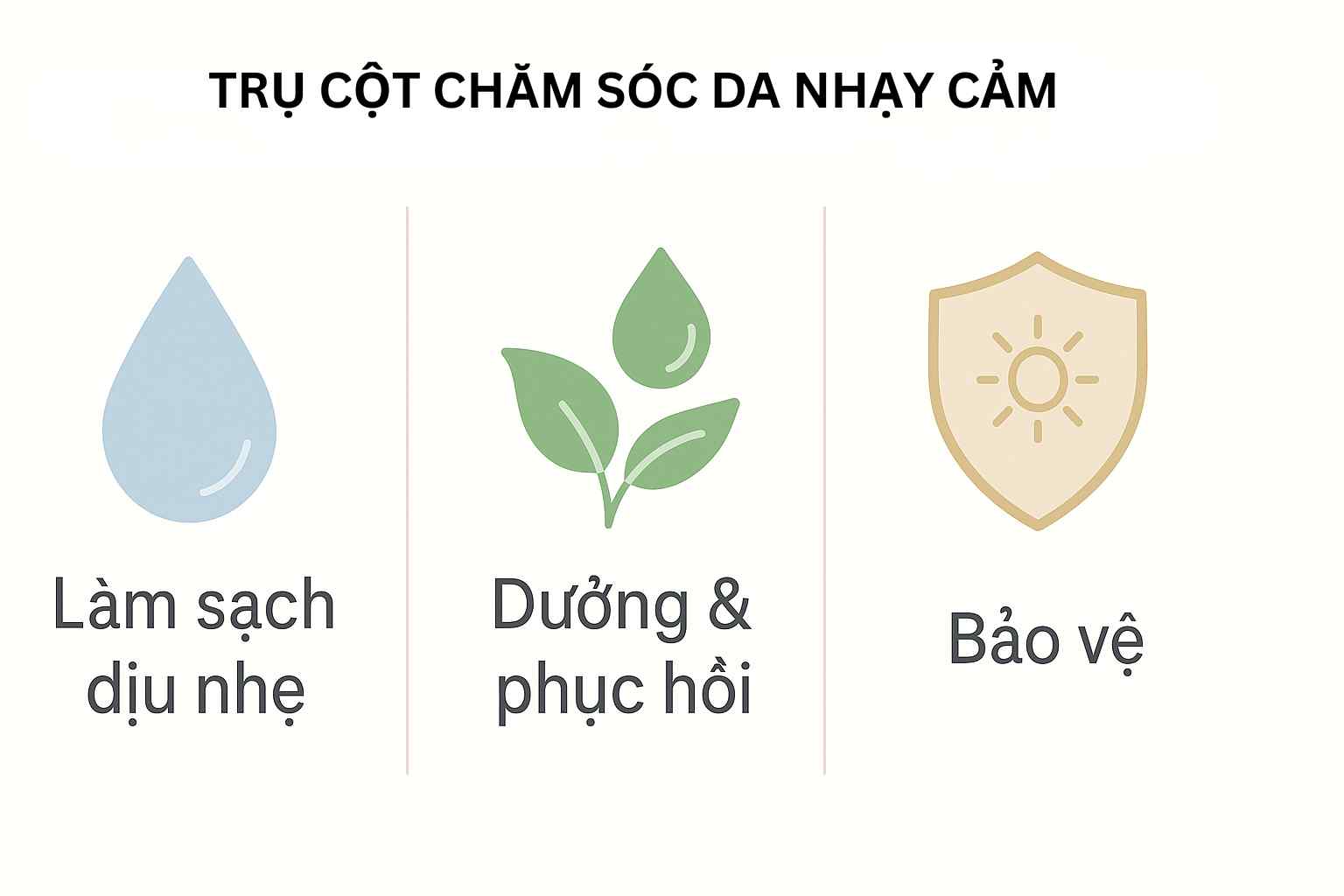 Quy trình 3 trụ cột chăm sóc da nhạy cảm theo lời khuyên của Bs Trương Lê Đạo.