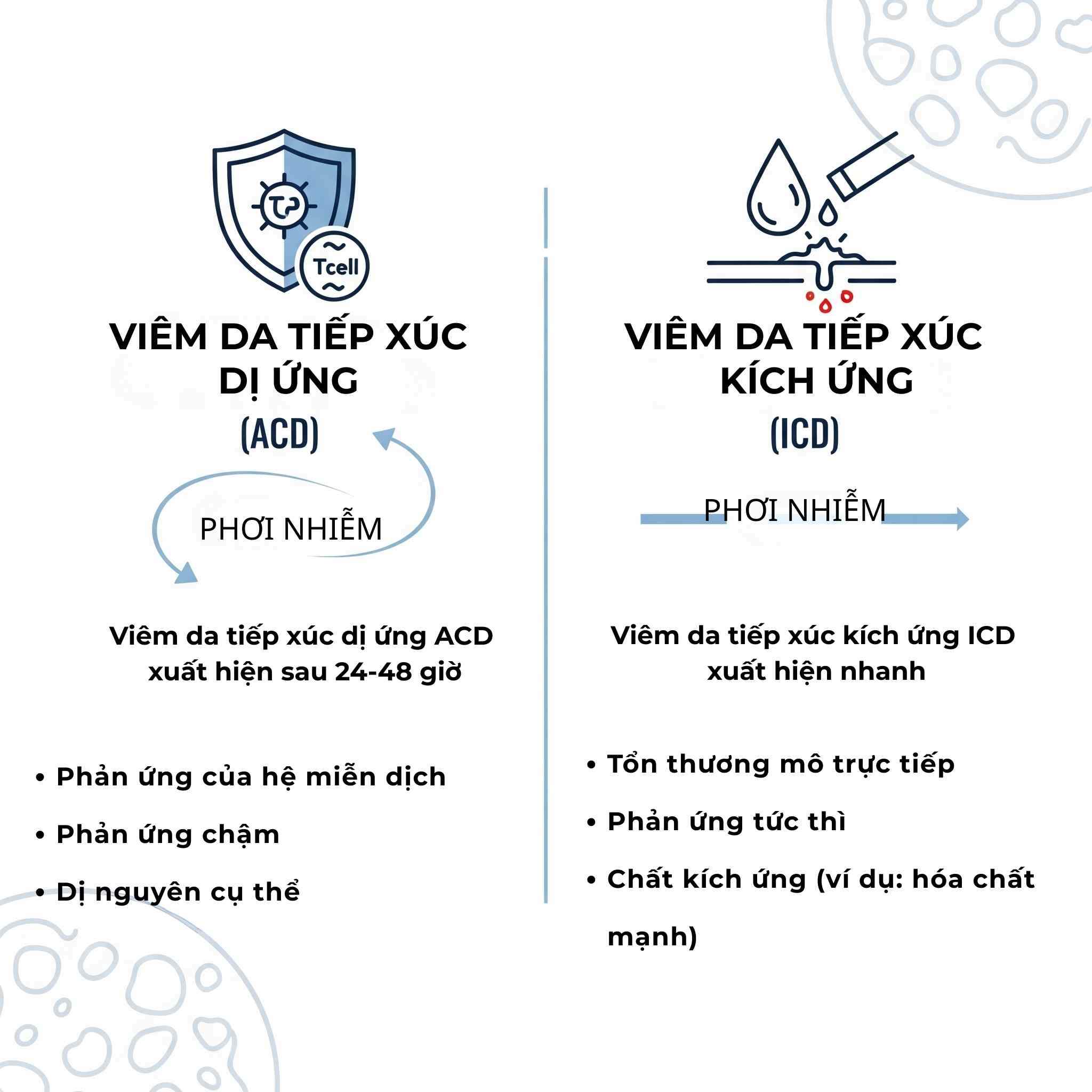Phân biệt viêm da tiếp xúc dị ứng và kích ứng là bước đầu tiên để điều trị đúng hướng.