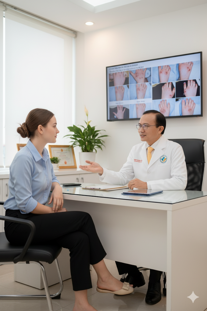 Bác sĩ Trương Lê Đạo tư vấn điều trị mụn cóc và chia sẻ kinh nghiệm lâm sàng tại Phòng Khám Da Liễu Anh Mỹ