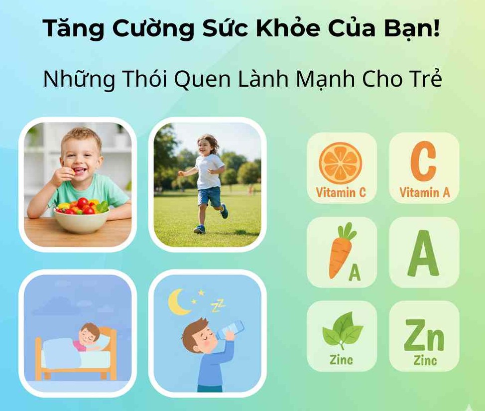 Minh họa chế độ ăn giàu vitamin và lối sống lành mạnh giúp phòng ngừa mụn cóc