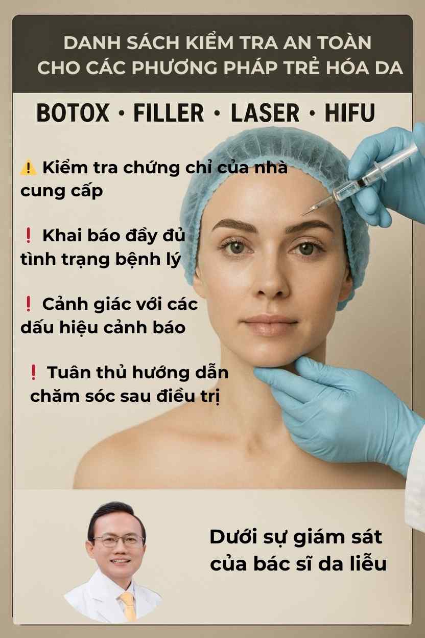 Checklist chống chỉ định và lưu ý an toàn khi trẻ hóa da tại Phòng Khám Da Liễu Anh Mỹ