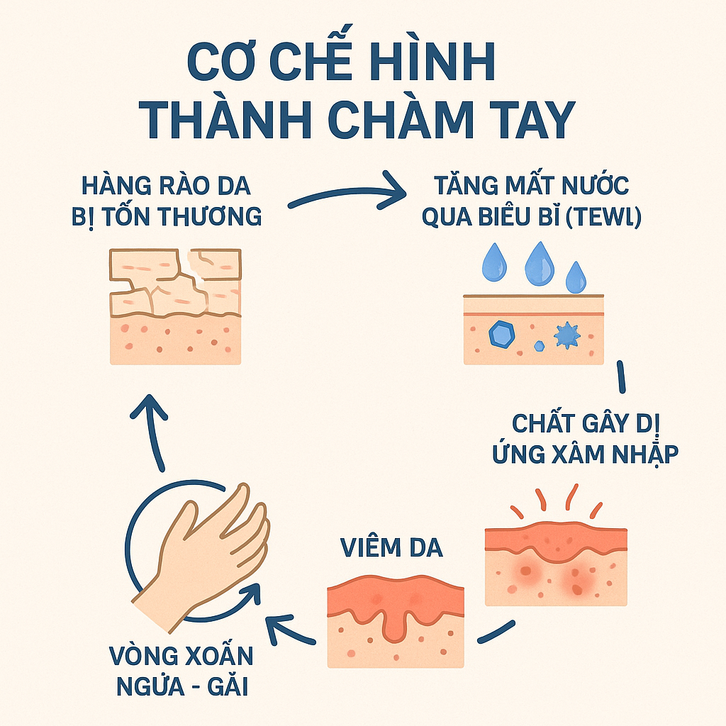 Sơ đồ vòng luẩn quẩn bệnh sinh chàm tay