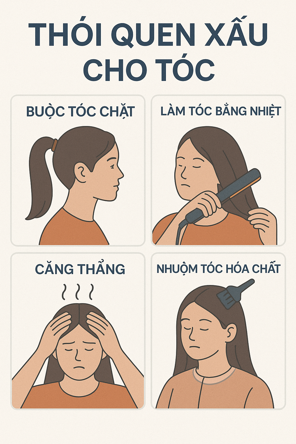 thoi-quen-gay-rung-toc-can-tranh_cqkit8.png Infographic minh họa thói quen gây rụng tóc và hư tổn tóc.