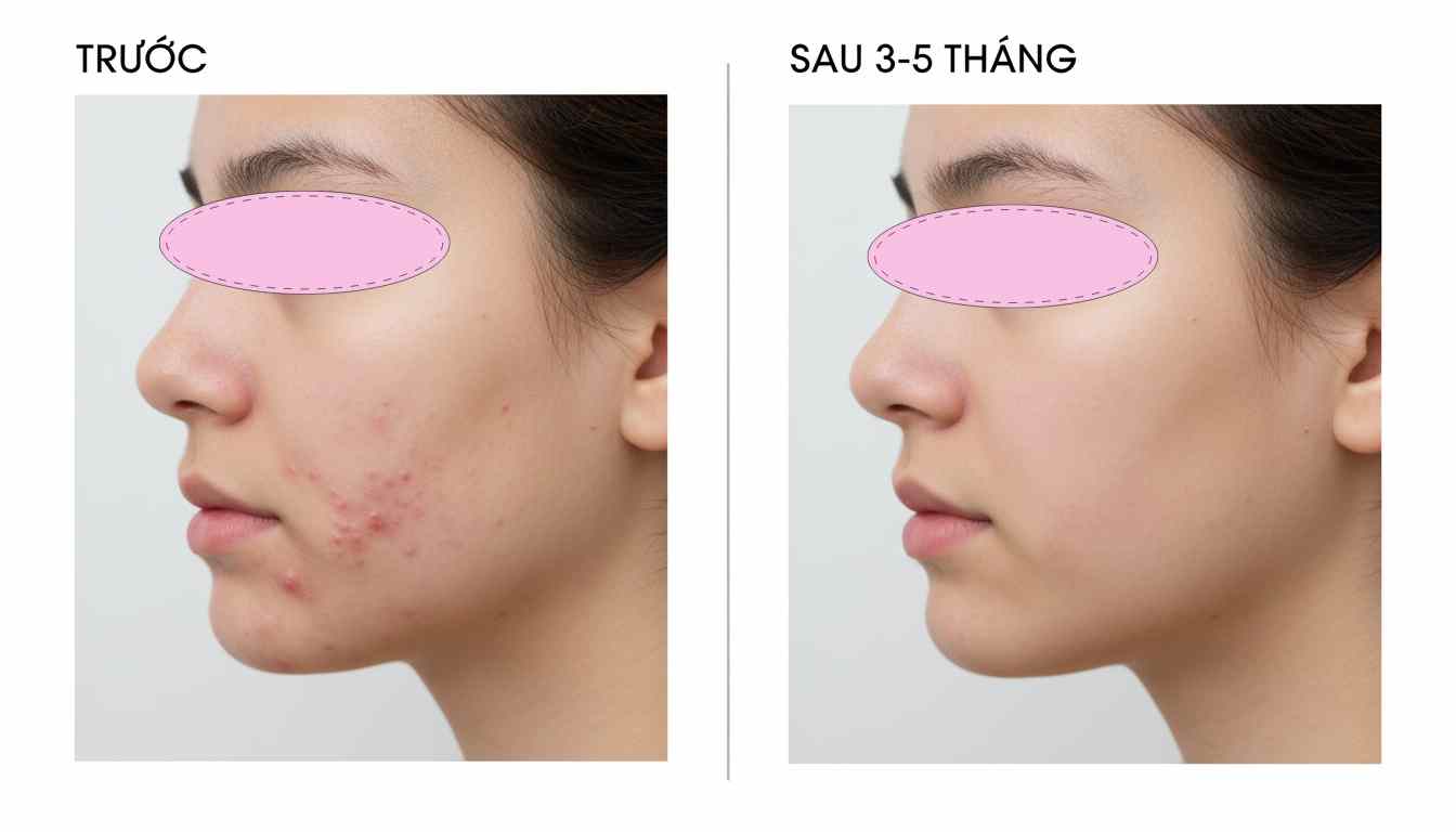 case-thuc-te-spironolactone-mun-tuoi-day-thi_gx37op.jpg Hình before–after mô tả hiệu quả điều trị mụn nội tiết tuổi dậy thì nữ bằng spironolactone tại Anh Mỹ Clinic.