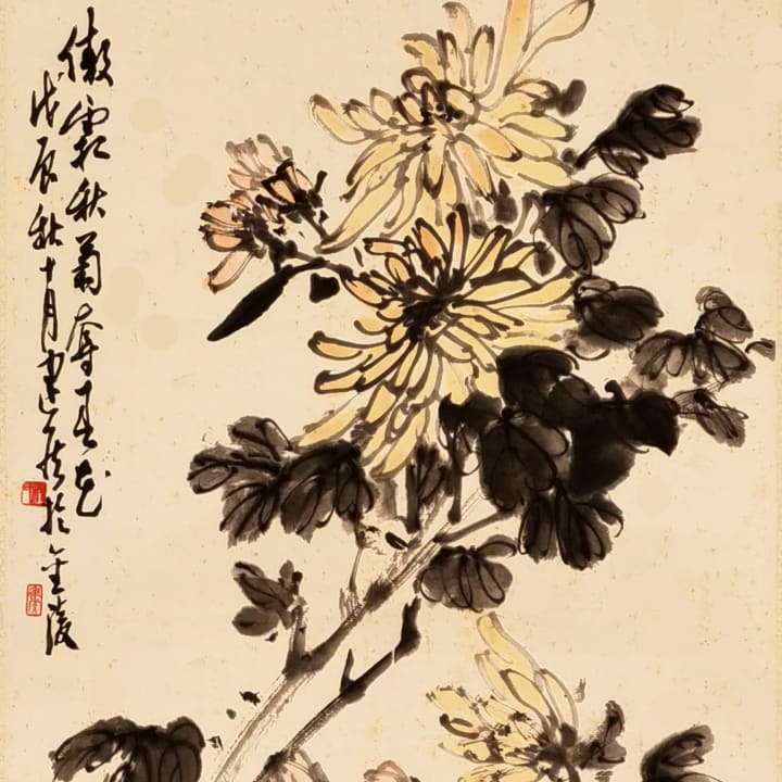 Autumn Chrysanthemums Defying Snow