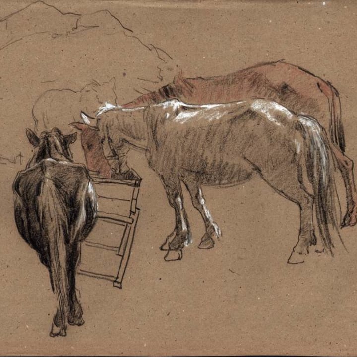 Sketch of a Horse Grazing