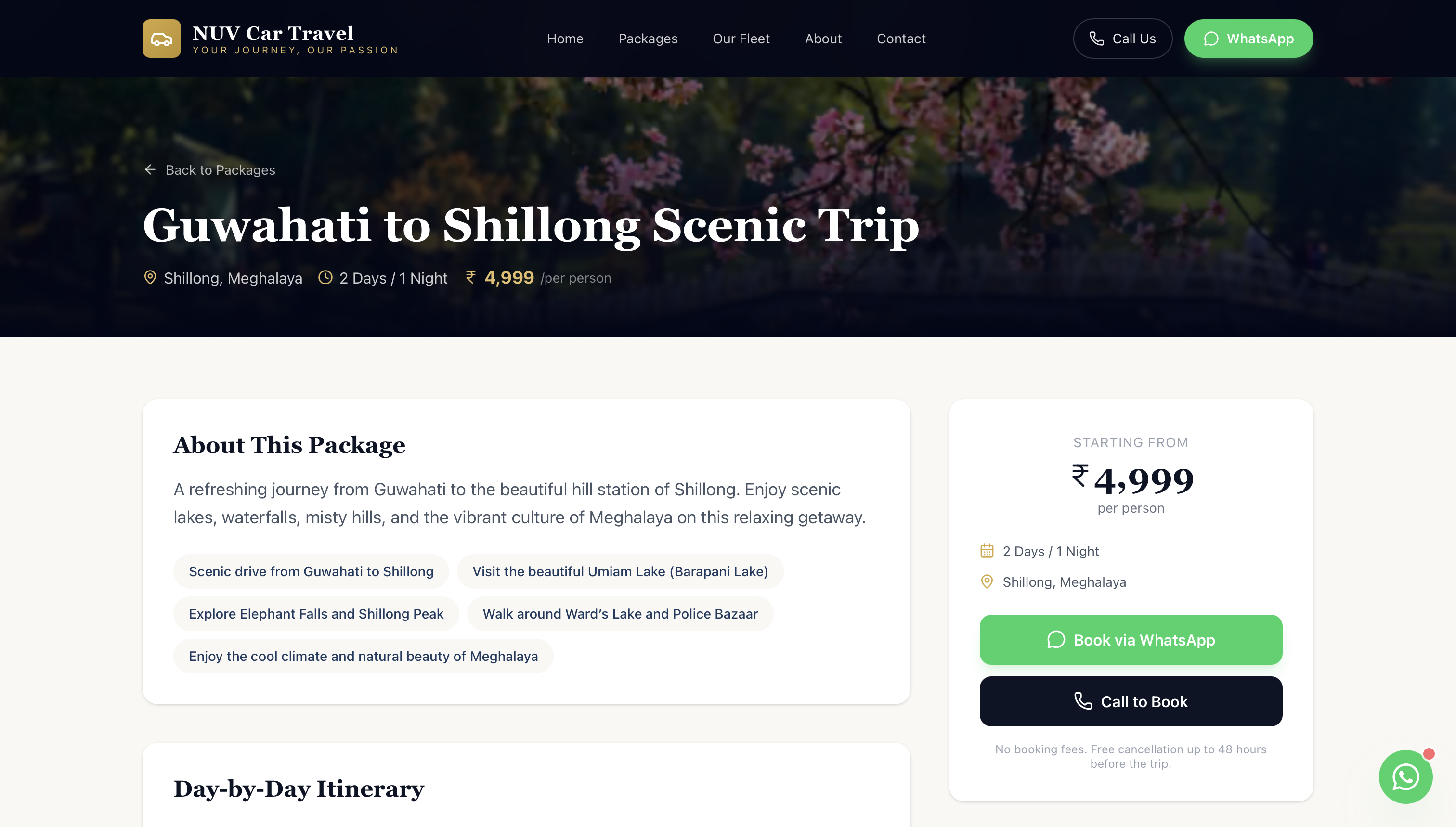 nuv trip details page