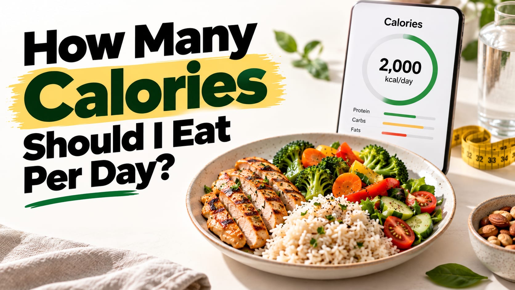Plate of Indian food next to a notebook with a daily calorie target written on it